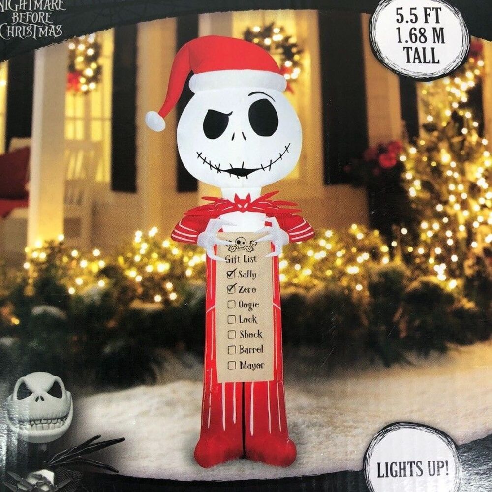 Santa Jack Skellington Gemmy Airblown Inflatable 5.5 ft Christmas Wish List NIB